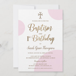 Pink Gold Armenian Cross Girl Taufe 1. Geburtstag Einladung