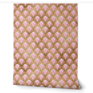 Pink-Gold Art Deco geometrisches Muster Tapete
