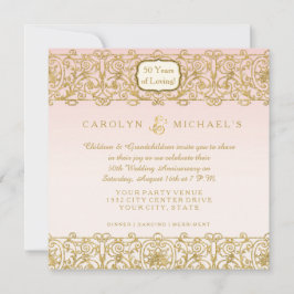 Pink Gold Art Deco Jugendstil 50 Jahre Party Einladung