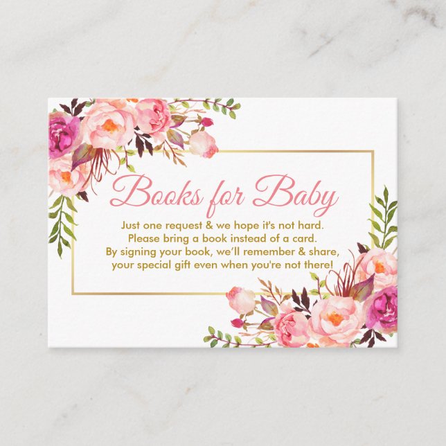 Pink Gold Baby Duschbücher für Babykarte Begleitkarte (Vorderseite)