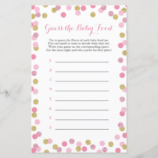 Pink & Gold Baby Dusche Raten Sie das Baby Food Ga