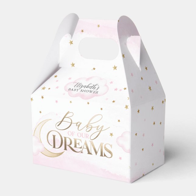 Pink Gold Baby unserer Dreams Baby Dusche Geschenkschachtel (Rückseite)