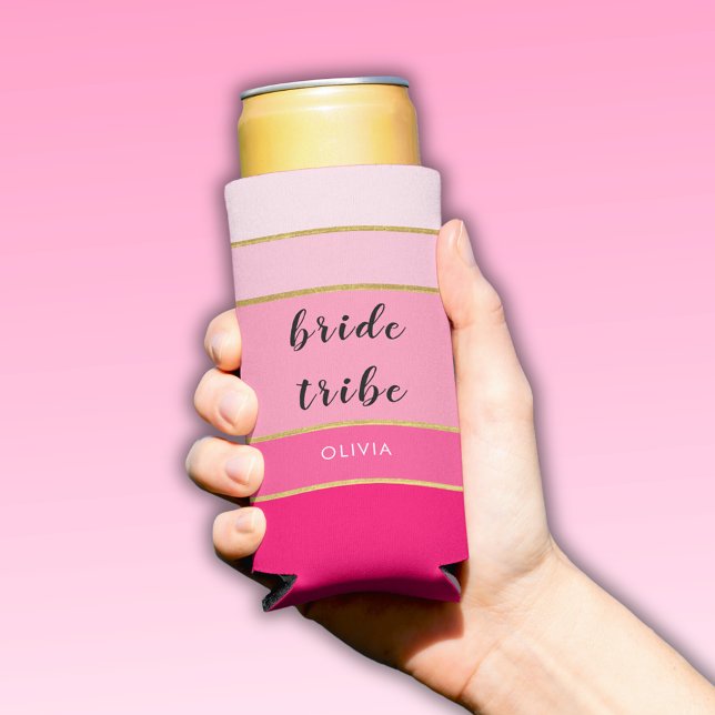 Pink Gold Bachelorette Bride Stamm Selters Dosenkühler (Pink & Gold Bachelorette Bride Tribe personalized can coolers for any bachelorette party or weekend)