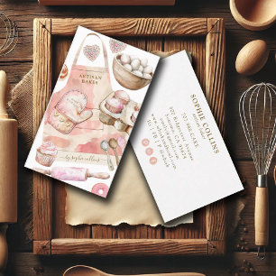 Pink Gold Baker Watercolor Baker Konditorei Köche Visitenkarte