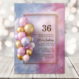 Pink Gold Balloons Any Age Birthday Party Einladung