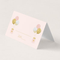 Pink Gold Balloons Girl Birthday Party Platzkarte