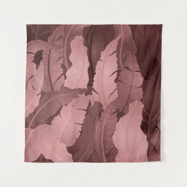 Pink Gold Banana Blätter: Luxus Wandteppich (Vorderseite)