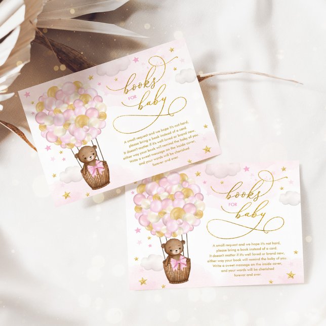 Pink Gold Bear Hot Air Ballon Bücher für Baby Girl Begleitkarte (Von Creator hochgeladen)