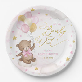 Pink Gold Bear mit Balloons Starry Sky Baby Girl Pappteller