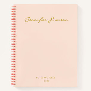 Pink Gold Benutzerdefinierter Handschriftname Notizbuch