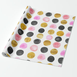 Pink Gold & Black Aquarellfarben Farbtöne Muster Geschenkpapier