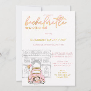 Pink Gold Black Car Bacheloretto Einladung