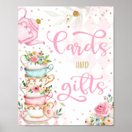 Pink & Gold Blumenkohl Tee Party Karte & Geschenke Poster