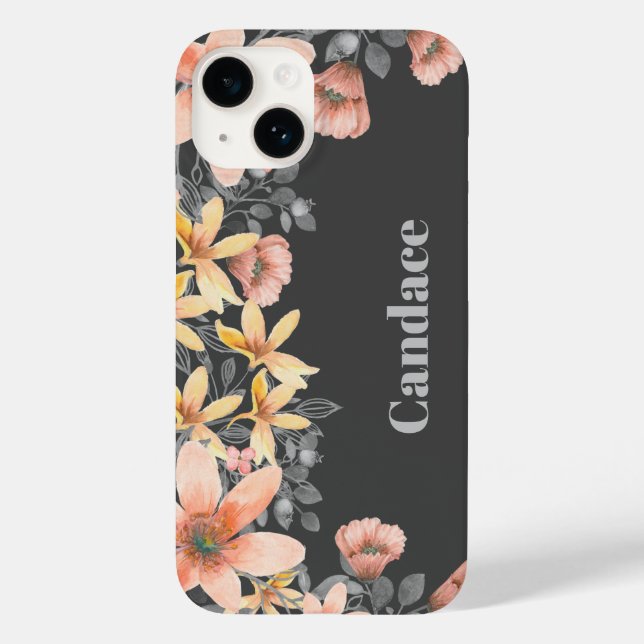 Pink & Gold Blumenkuchen Personalisiert Case-Mate iPhone 14 Hülle (Rückseite)