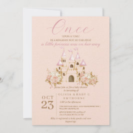 Pink Gold Burg Princess Baby Dusche Einladung