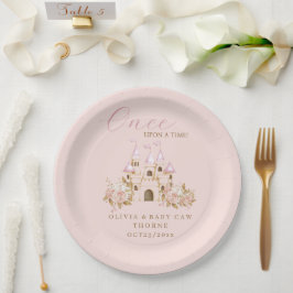 Pink Gold Burg Princess Baby Dusche Pappteller