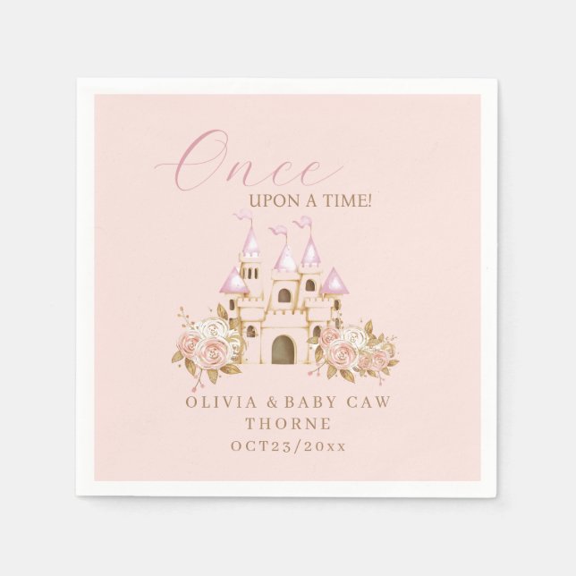 Pink Gold Burg Princess Baby Dusche Serviette (Vorderseite)