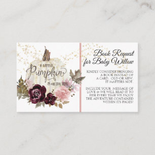Pink Gold Burgundy Floral Pumpkin Wood Books Visitenkarte