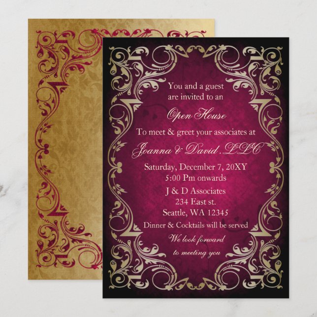 Pink Gold Business Corporate Party Einladung (Vorne/Hinten)
