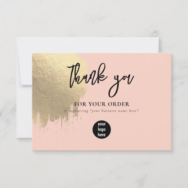 Pink Gold Business Vielen Dank Logo Social Media Dankeskarte (Vorderseite)