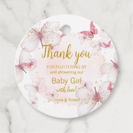 Pink Gold Butterfly Kinderduschfavoriten Tags Geschenkanhänger