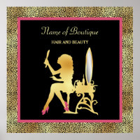 Pink Gold Cheetah Print Beauty Boutique Sign