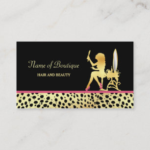 Pink Gold Cheetah Print Hair und Beauty Boutique Visitenkarte