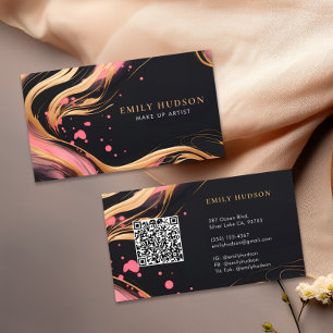 Pink Gold Chic Mode QR Code Carte de visite
