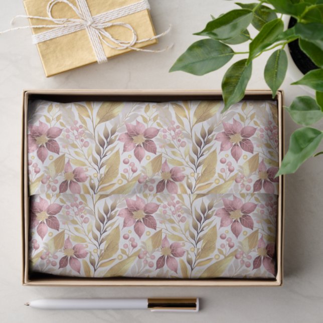 Pink Gold Christmas Pattern#21 ID1009 Seidenpapier (Geschenk)