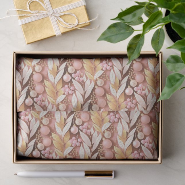 Pink Gold Christmas Pattern#22 ID1009 Seidenpapier (Geschenk)