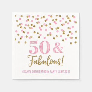 Pink Gold Confetti 50 & Fabulous Geburtstag Serviette