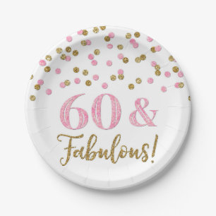 Pink Gold Confetti 60 und fabelhaft Pappteller