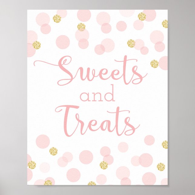 Pink Gold Confetti Baby Dusche SüßigkeitenKleidung Poster (Vorne)