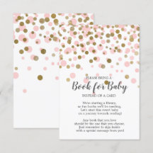 Pink Gold Confetti Baby Showbook for Baby