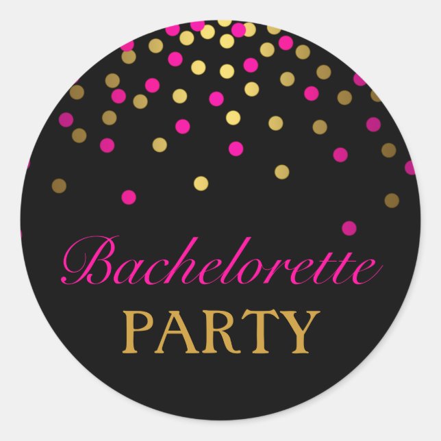 Pink & Gold Confetti Bachelorette Sticker (Vorderseite)