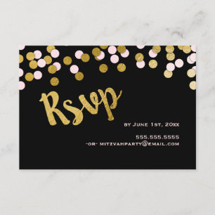 Pink   Gold Confetti Bat Mitzvah UAWG Response RSVP Karte