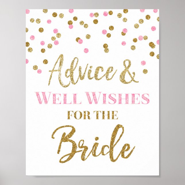 Pink Gold Confetti Beratung für das Zeichen der Br Poster (Vorne)