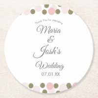 Pink Gold Confetti Dots Border Wedding