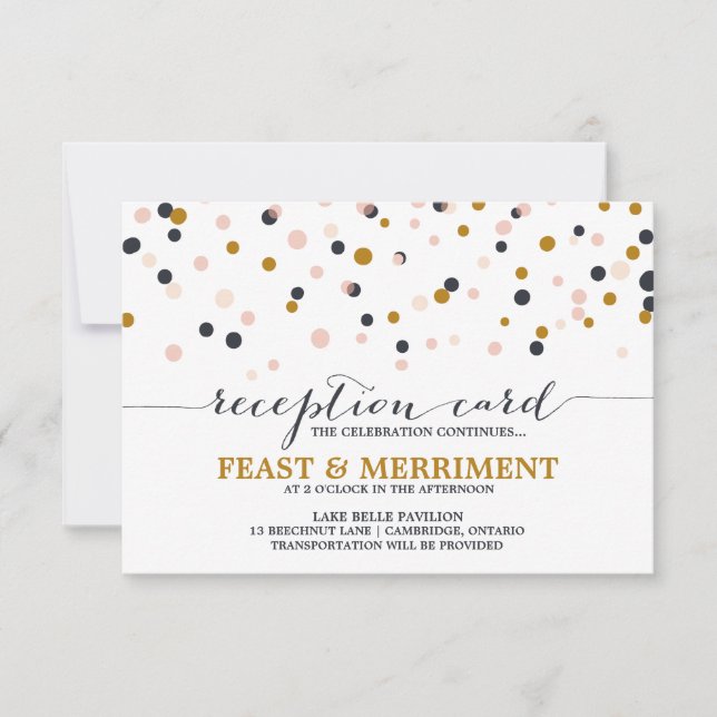 Pink & Gold Confetti Dots Hochzeitskarte Einladung (Vorderseite)