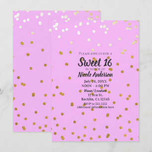 Pink & Gold Confetti Dots Moderner Glamour Glam Einladung