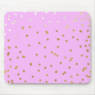 Pink & Gold Confetti Dots Moderner Glamour Glam Mousepad