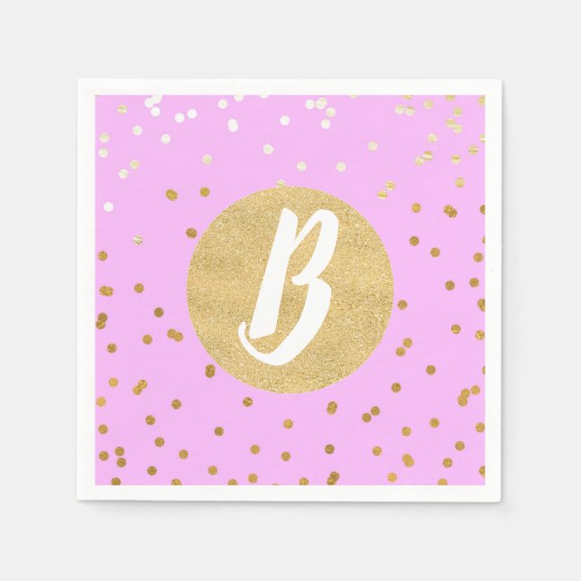 Pink & Gold Confetti Dots Moderner Glamour Glam Serviette (Vorderseite)
