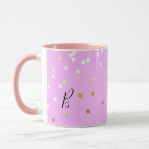 Pink & Gold Confetti Dots Moderner Glamour Glam Tasse