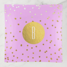 Pink & Gold Confetti Dots Modernes Glam Mit Monogr