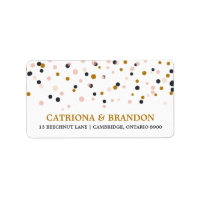 Pink & Gold Confetti Dots Rücksendeadresse