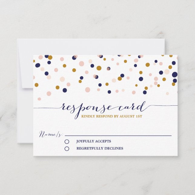 Pink & Gold Confetti Dots Wedding RSVP Card II (Vorderseite)