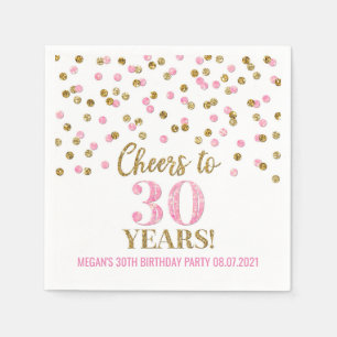 Pink Gold Confetti freut sich auf 30 Jahre Geburts Serviette