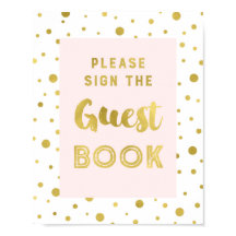 Pink Gold Confetti Gästebuch Hochzeit