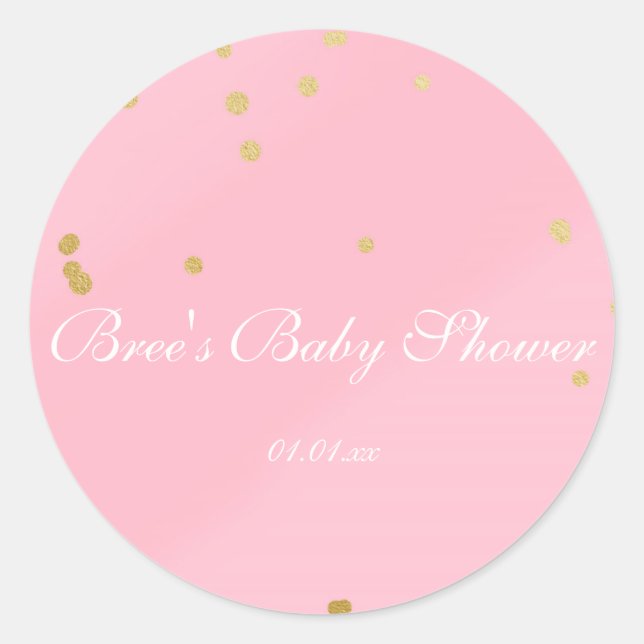 Pink & Gold Confetti Glam Dusche Sticker (Vorderseite)