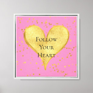 Pink Gold Confetti Herz Leinwanddruck